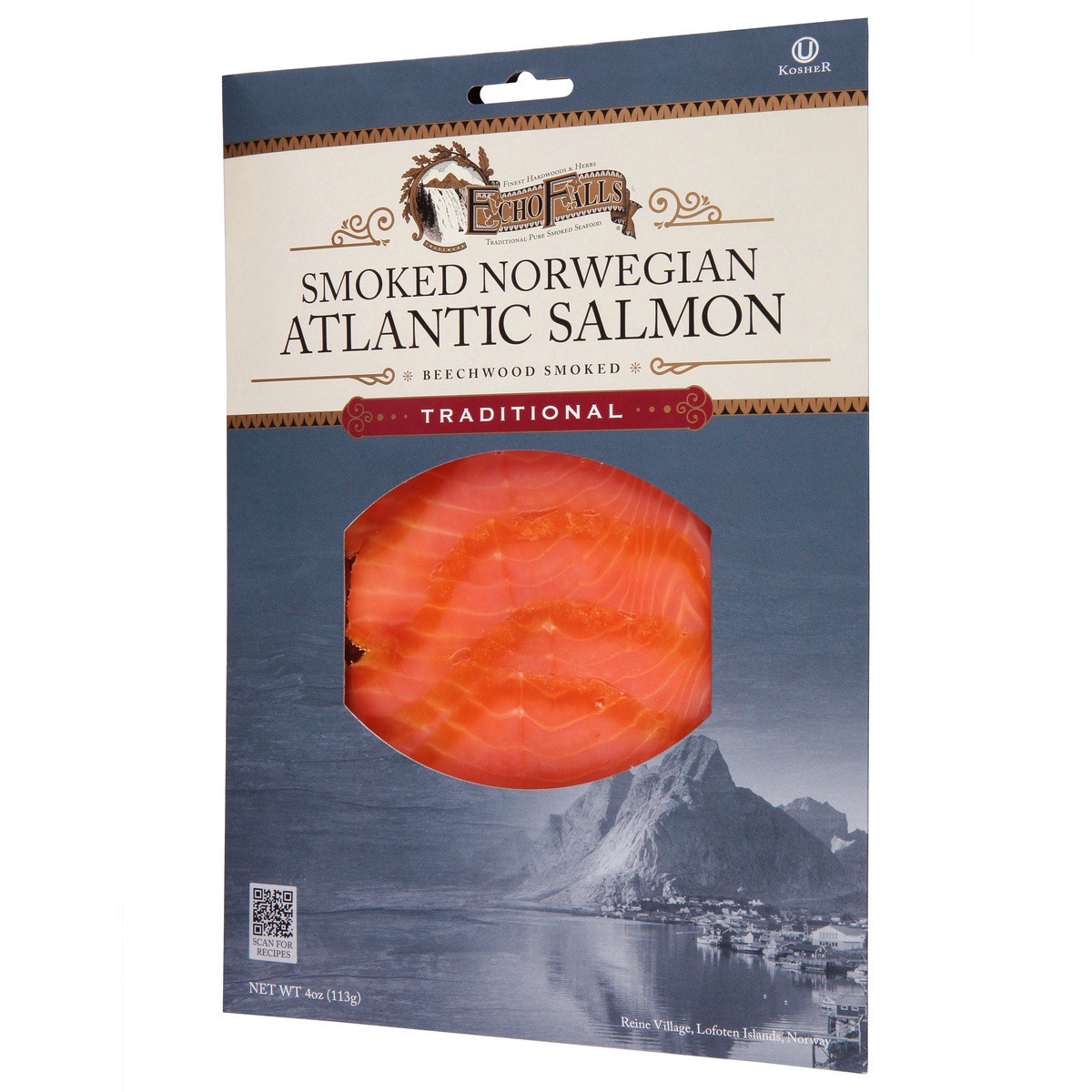 slide 3 of 9, Echo Falls Traditional Smoked Norwegian Atlantic Salmon 4 oz, 4 oz