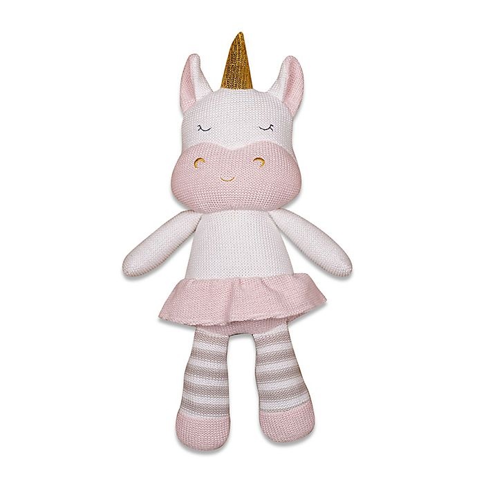 slide 1 of 5, Living Textiles Kenzie Unicorn Knitted Plush Toy - Pink, 1 ct