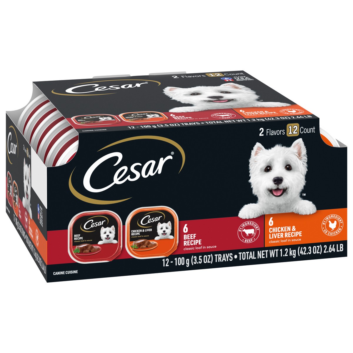 slide 7 of 11, Cesar Classics Beef Chicken Liver in Meaty Juices Dog Food Variety Pack, 3.5 oz