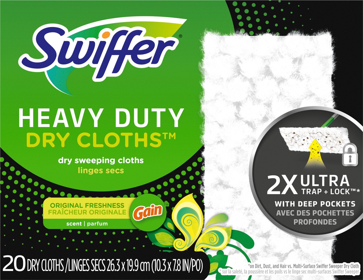 slide 3 of 3, Swiffer Heavy Duty Dry Cloth Refills, 20 ct