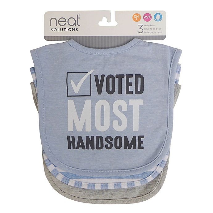 slide 2 of 5, Neat Solutions Boy Water Resistant Heather Infant Bibs - Blue Multi, 3 ct