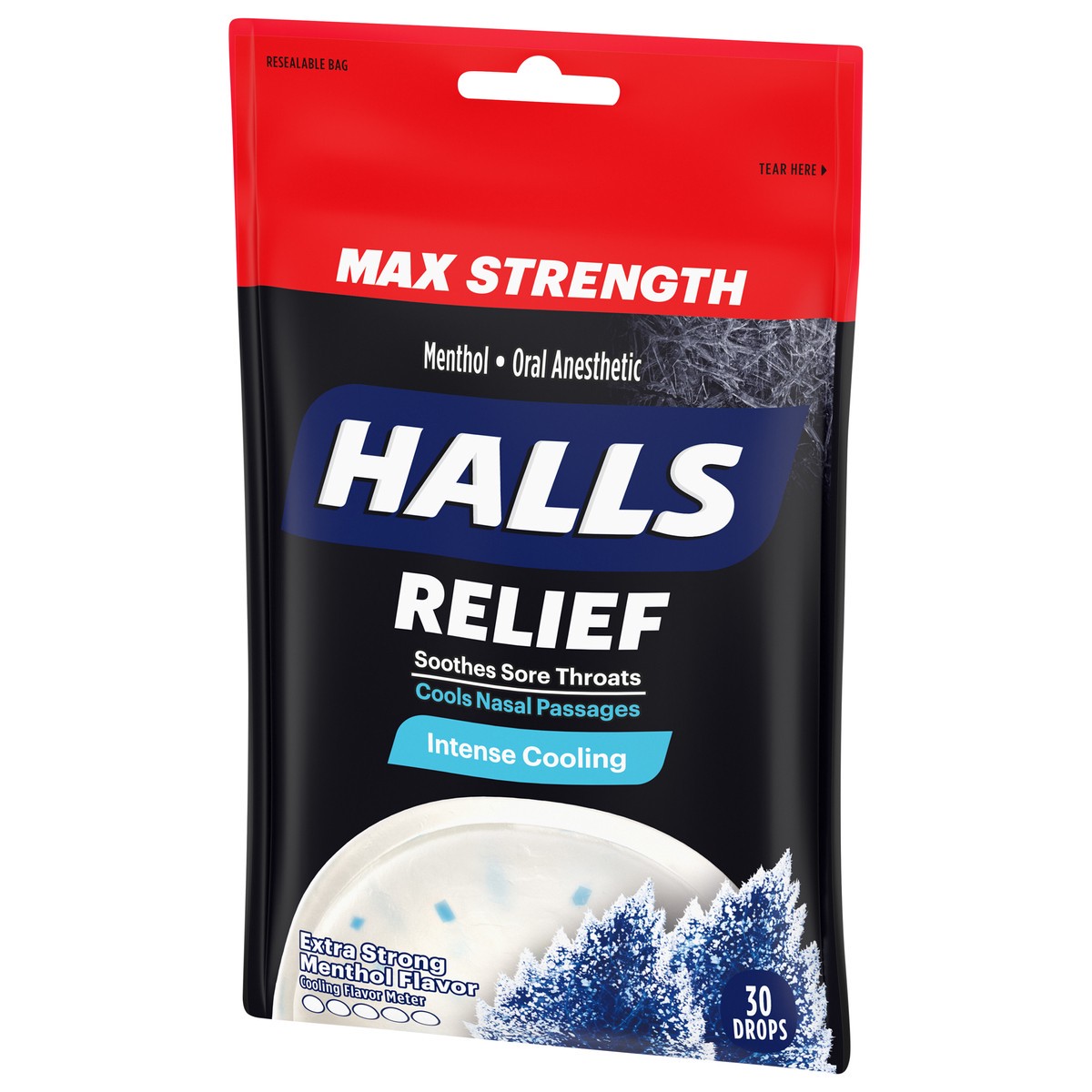 slide 3 of 9, HALLS Relief Max Strength Extra Strong Menthol Throat Drops, 30 Drops


, 0.20 lb