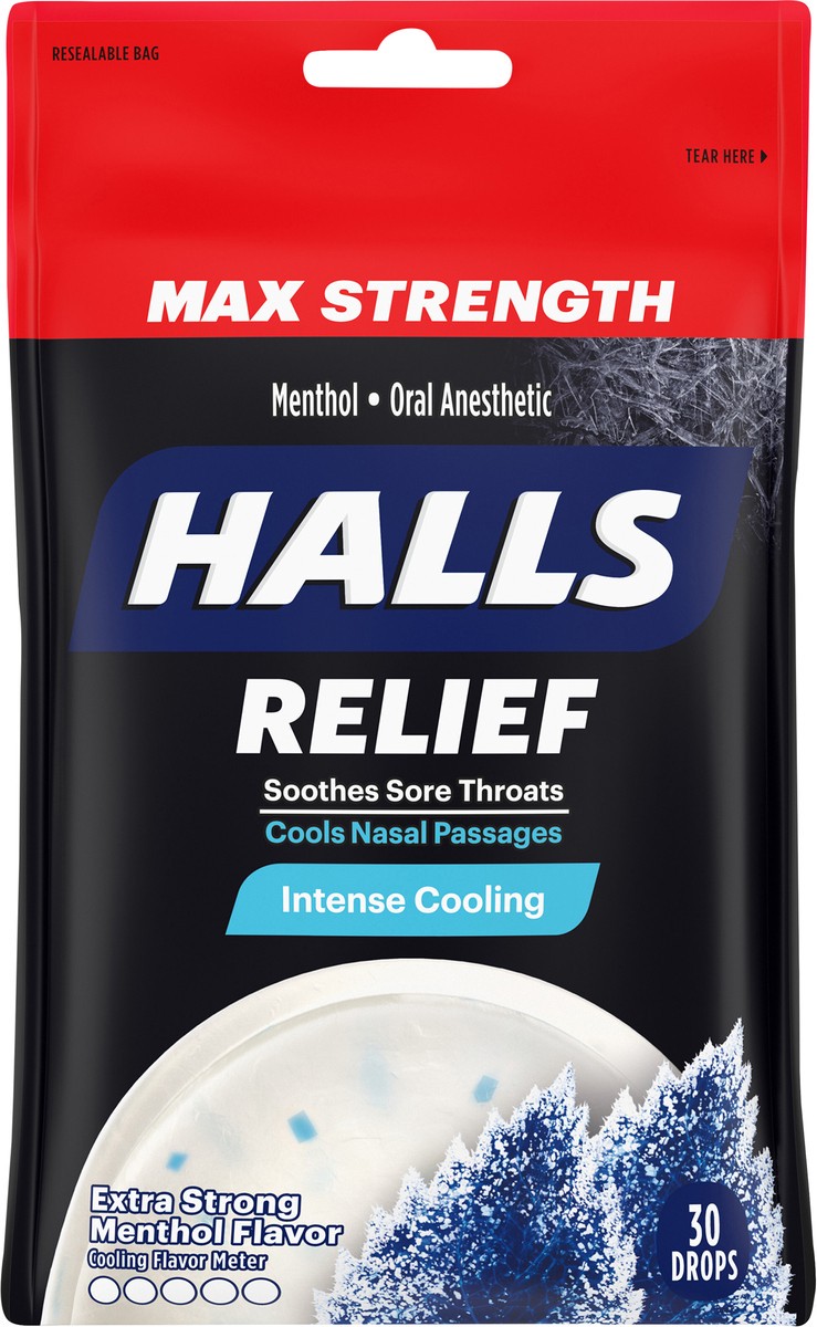 slide 5 of 9, HALLS Relief Max Strength Extra Strong Menthol Throat Drops, 30 Drops


, 0.20 lb