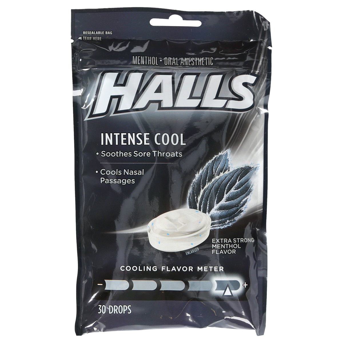 slide 1 of 4, Halls Intense Cool Extra Strong Menthol Oral Anesthetic Drops, 30 ct