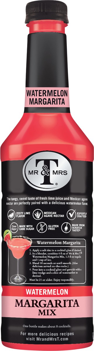 slide 4 of 7, Mr & Mrs T Watermelon Margarita Mix, 1 L Bottle, 33.80 fl oz