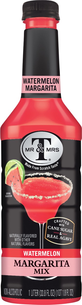 slide 5 of 7, Mr & Mrs T Watermelon Margarita Mix, 1 L Bottle, 33.80 fl oz