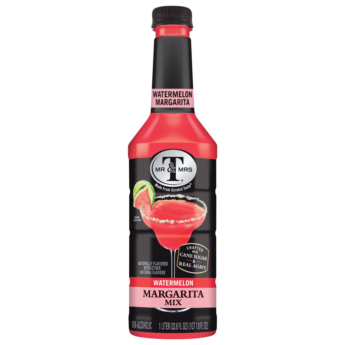 slide 6 of 7, Mr & Mrs T Watermelon Margarita Mix, 1 L Bottle, 33.80 fl oz