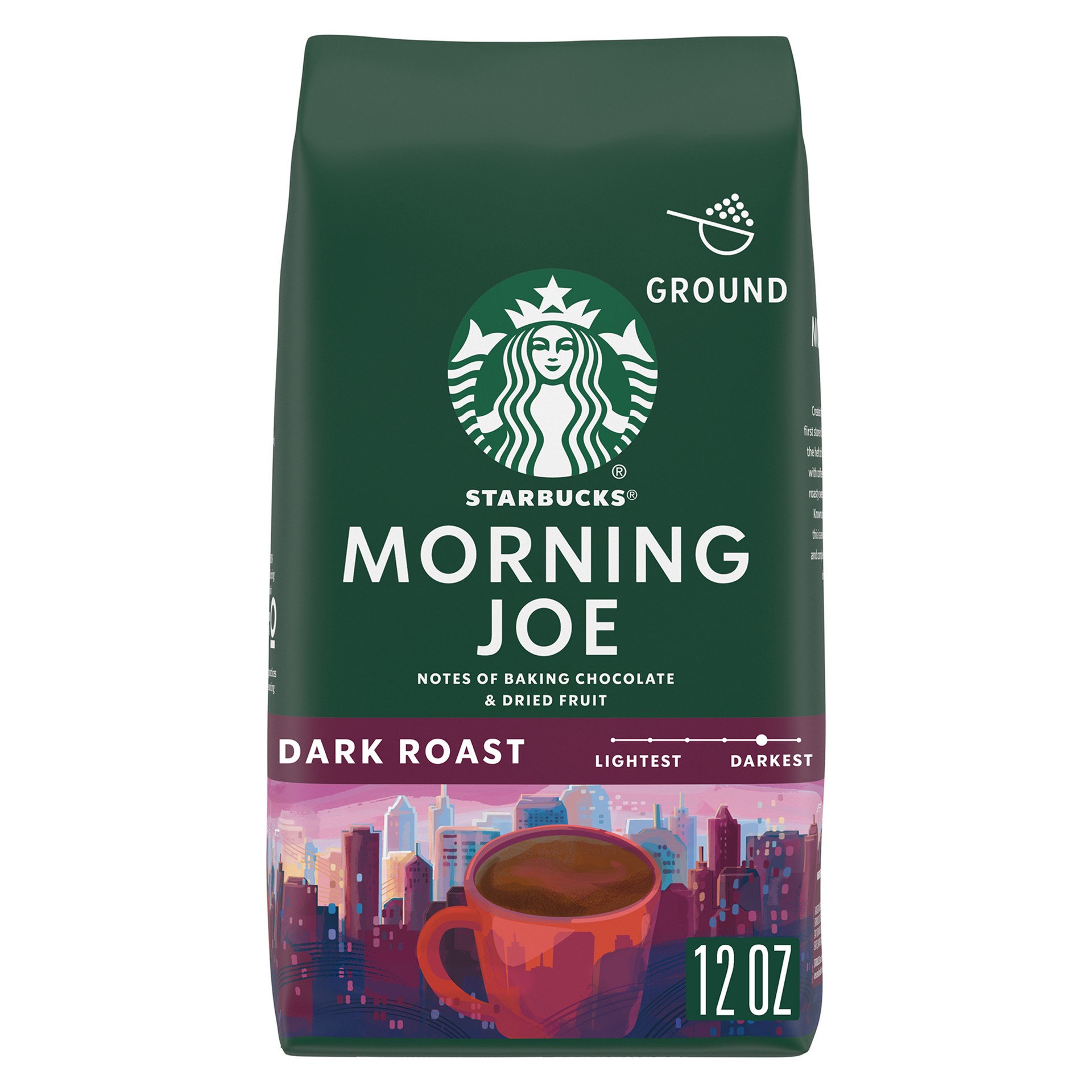 slide 1 of 9, Starbucks Ground Coffee, Dark Roast Coffee, Morning Joe, 100% Arabica, 1 bag (12 oz), 12 oz