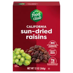 Food Club California Sun-Dried Raisins 12 oz