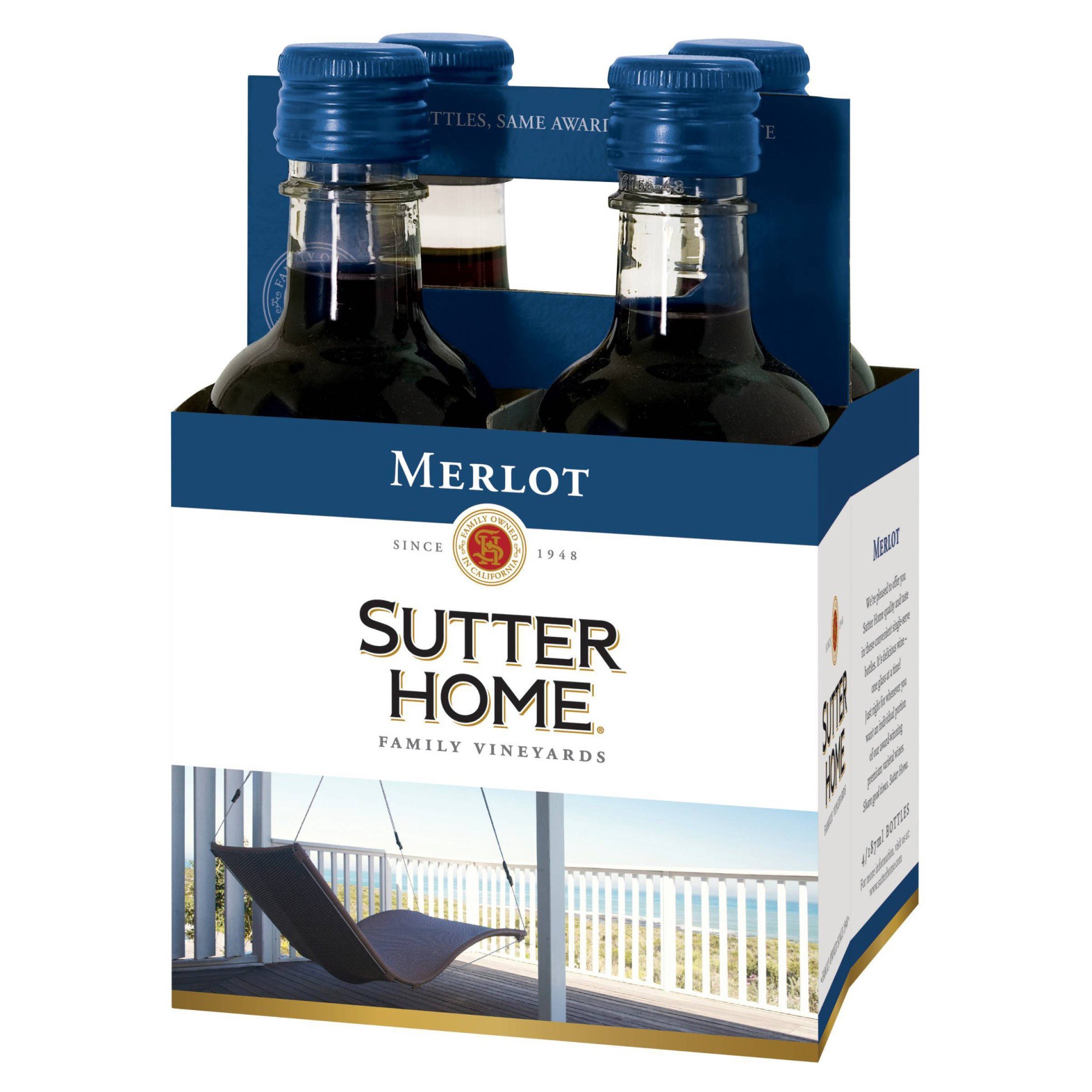 slide 1 of 4, Sutter Home Merlot Red Wine, 4 ct; 187 ml