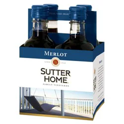 Sutter Home Merlot California Red Wine, 4 Pack, 187 ml Plastic Bottles, 13.5% ABV