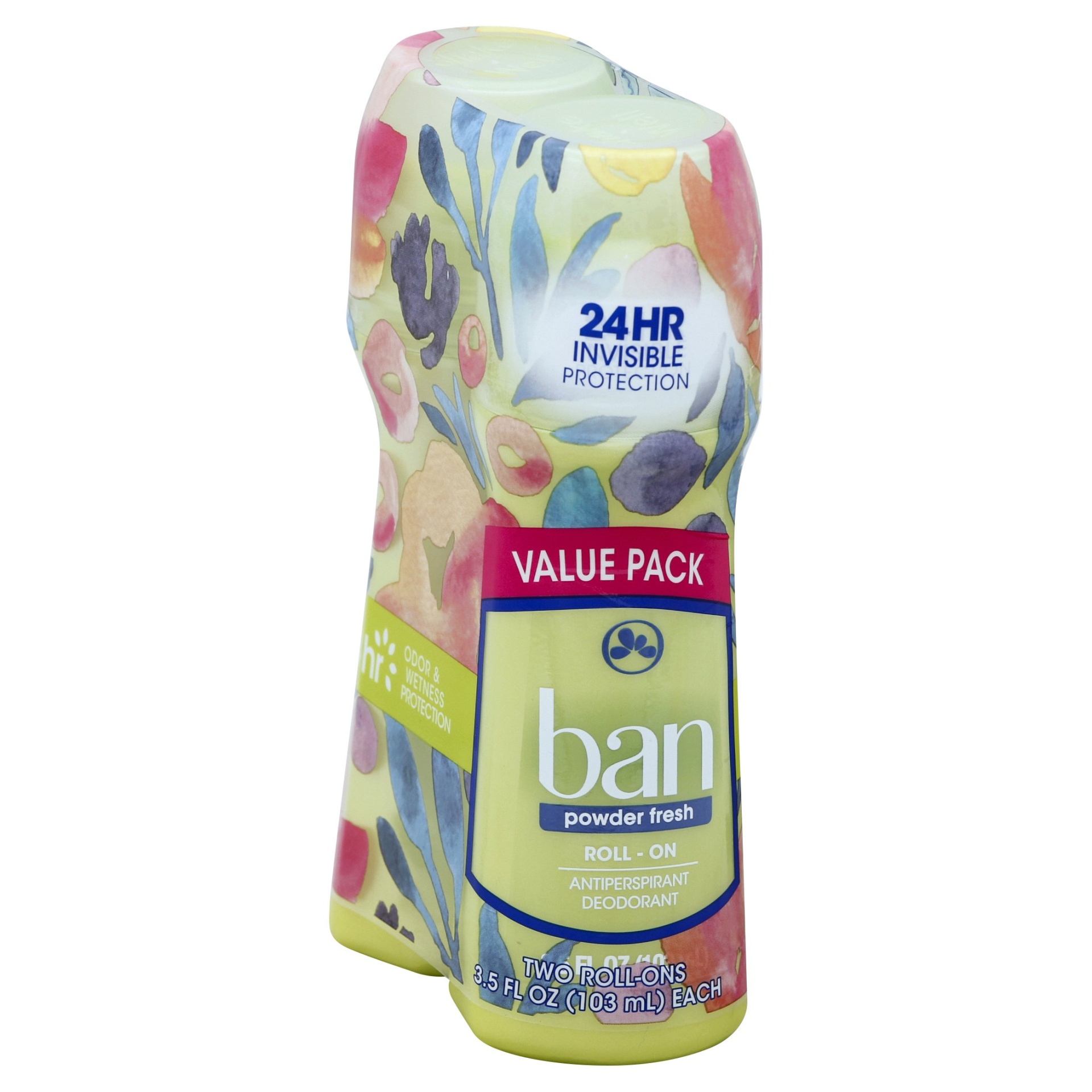 Ban Powder Fresh Rollon Antiperspirant Deodorant Twin Pack 2 ct; 3.5