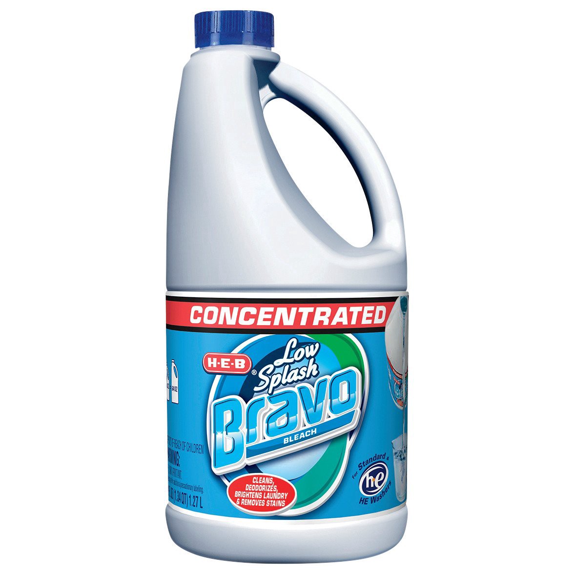 slide 1 of 1, H-E-B Bravo Low Splash Concentrated Regular Bleach, 43 oz