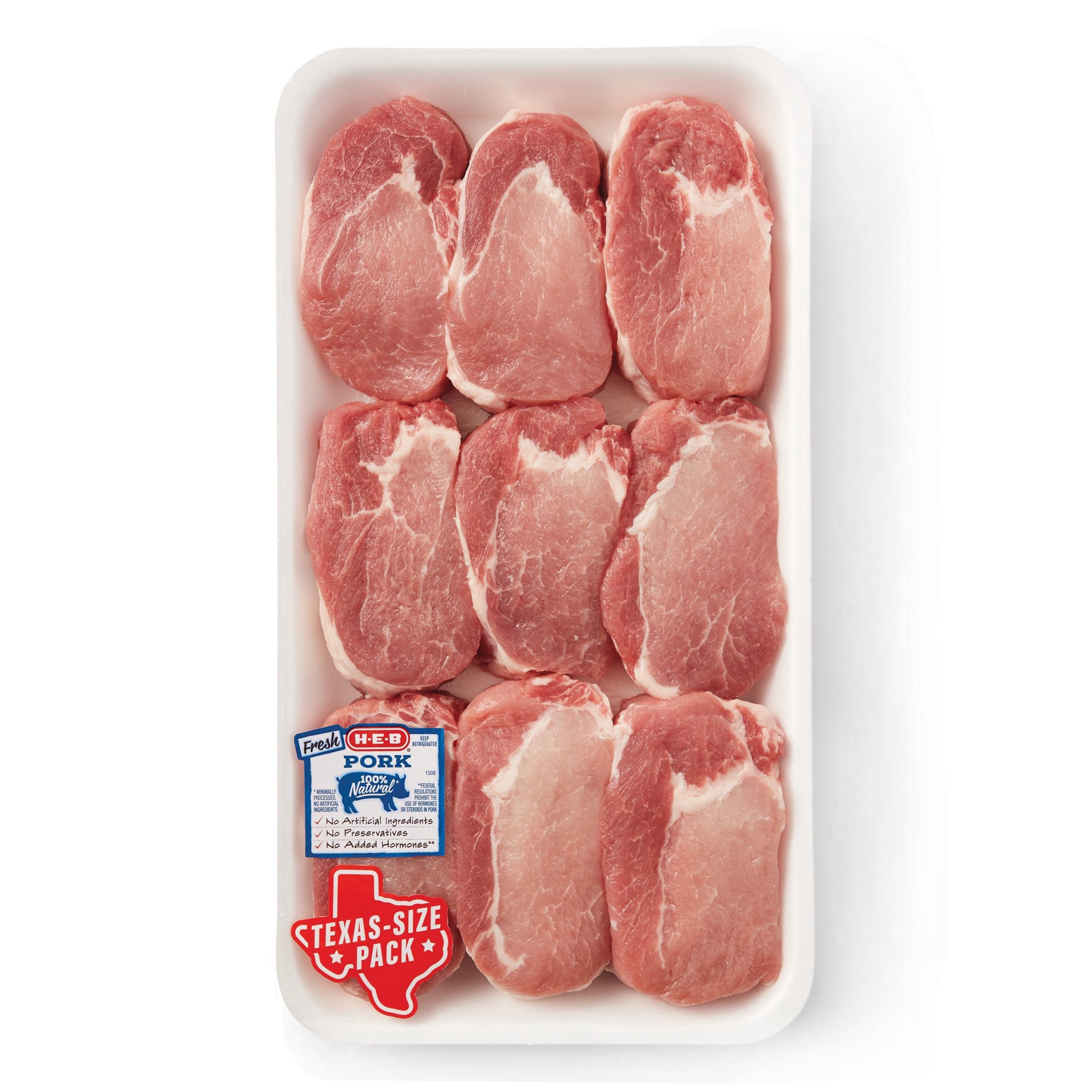 slide 1 of 1, H-E-B Pork Ribeye Boneless Thick Club Pack, per lb