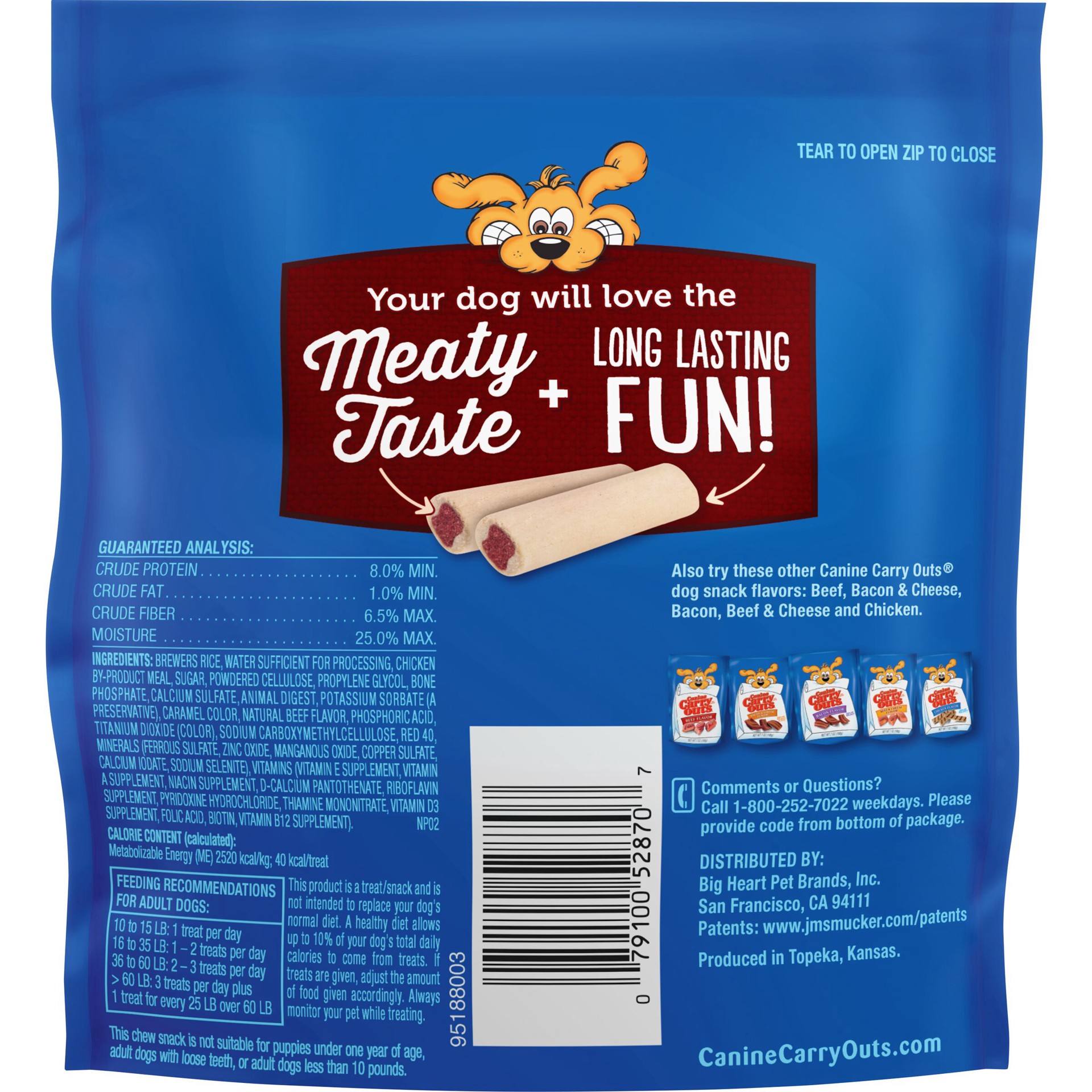 slide 2 of 2, Canine Carry Outs Chew Bones Beef Flavor Dog Snacks, 2.8-Ounce, 2.8 oz