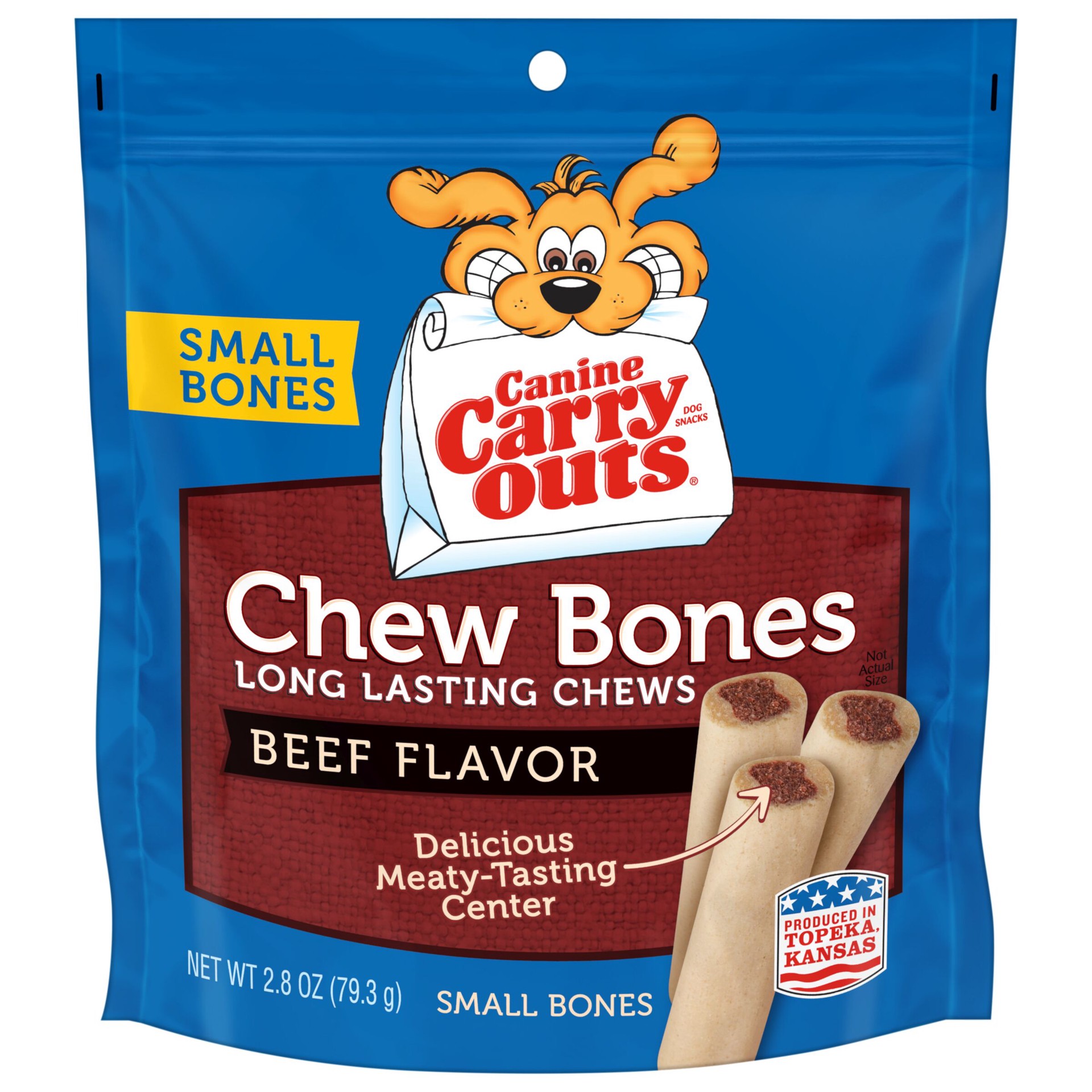 slide 1 of 2, Canine Carry Outs Chew Bones Beef Flavor Dog Snacks, 2.8-Ounce, 2.8 oz