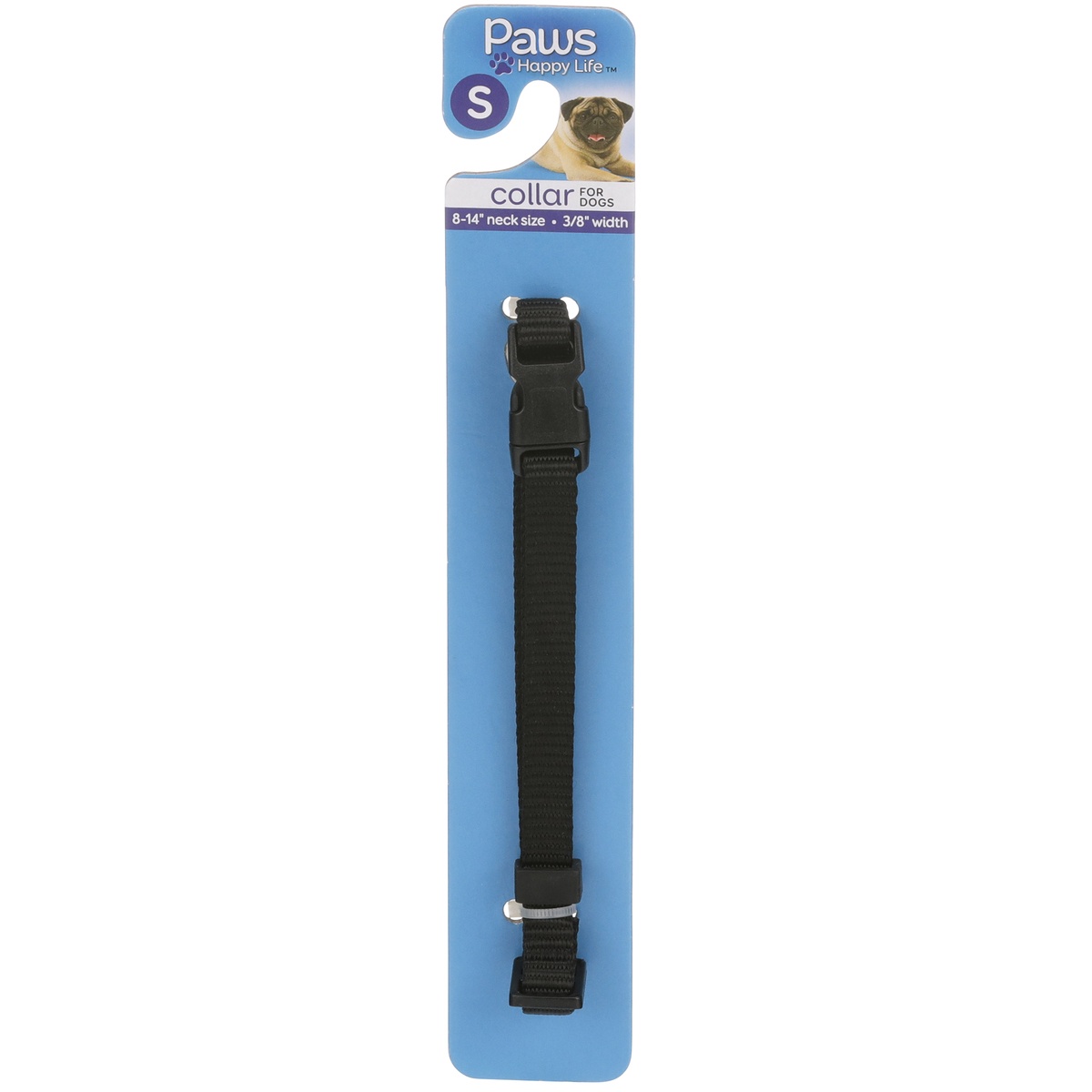 slide 1 of 1, Paws Happy Life Paws Dog Collar 8-14In Black, 1 ct