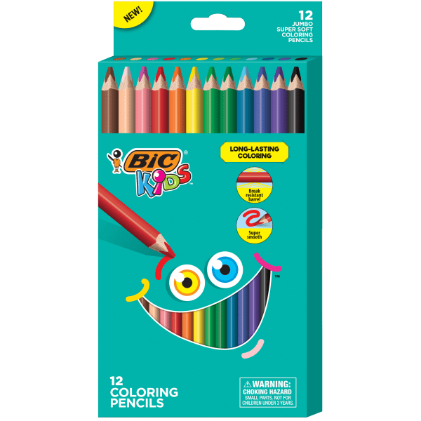 slide 1 of 7, BIC Kids Coloring Pencils, 4.4 Mm, Assorted Colors, Pack Of 12 Pencils, 12 ct