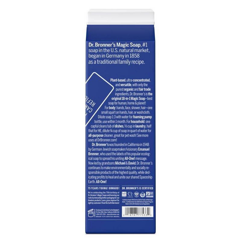 slide 9 of 13, Dr. Bronner's 18-in-1 Hemp Peppermint Pure-Castile Refill Soap 32 fl oz, 32 fl oz