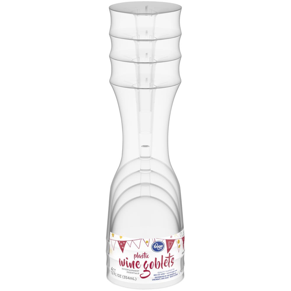 slide 3 of 3, Kroger Plastic Wine Goblets - 4 Pk - Clear, 12 oz