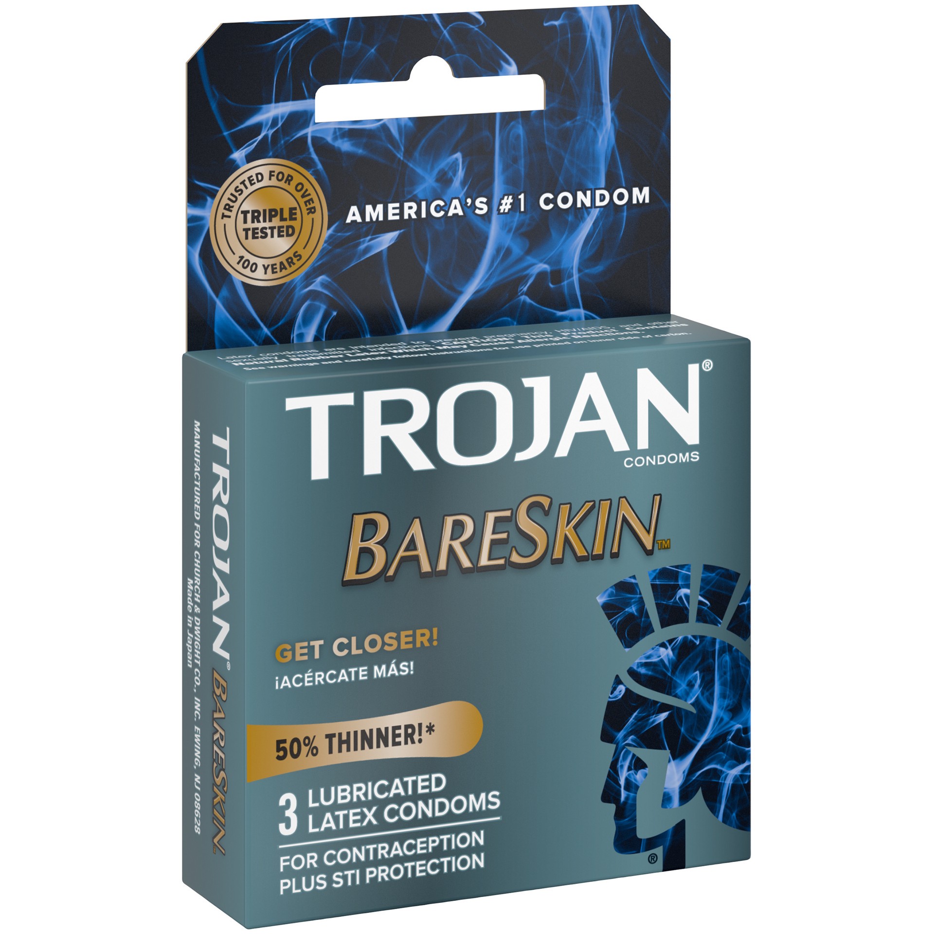 slide 2 of 3, Trojan Sensitivity Bareskin Lubricated, Latex Condoms, 3ct, 3 ct