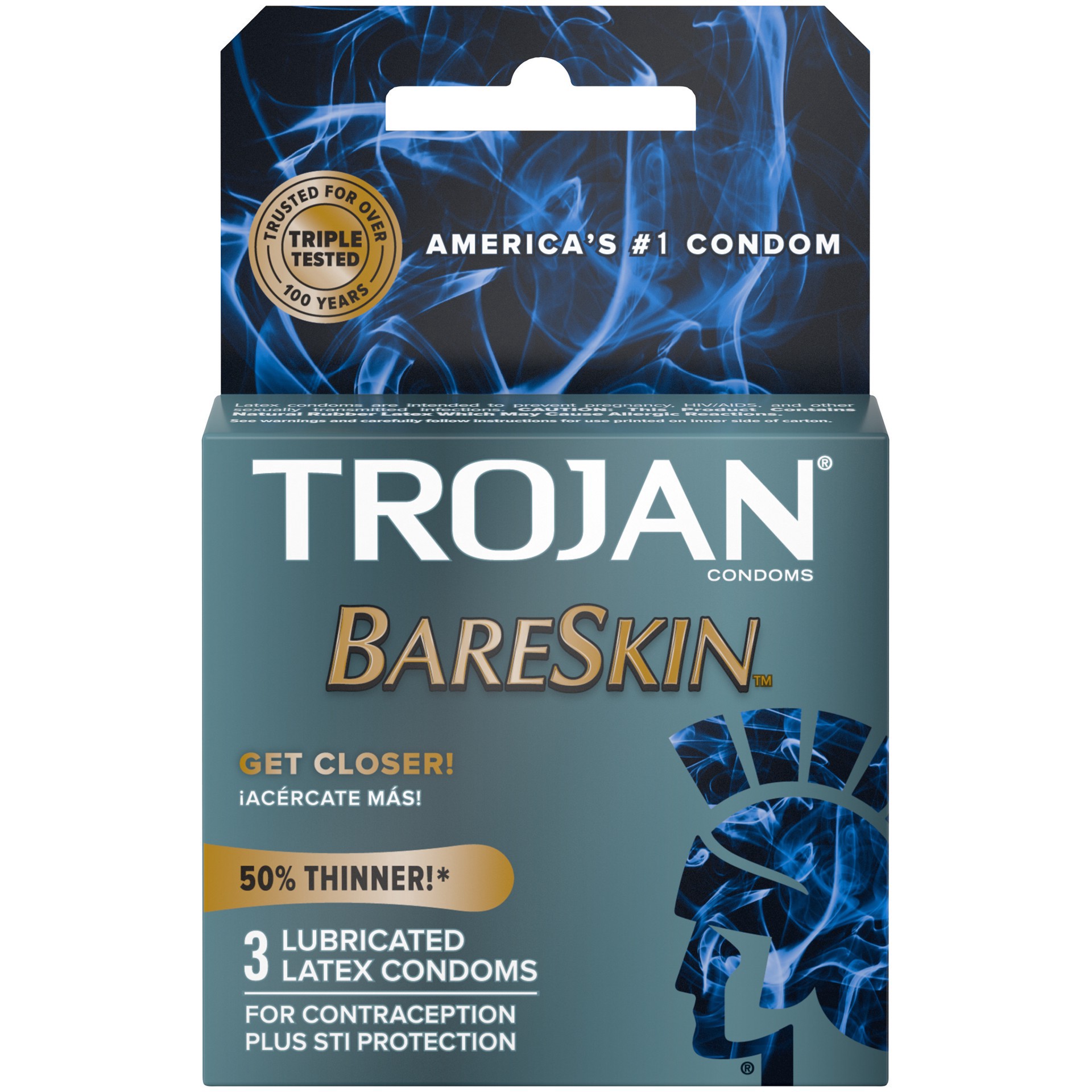 slide 1 of 3, Trojan Sensitivity Bareskin Lubricated, Latex Condoms, 3ct, 3 ct