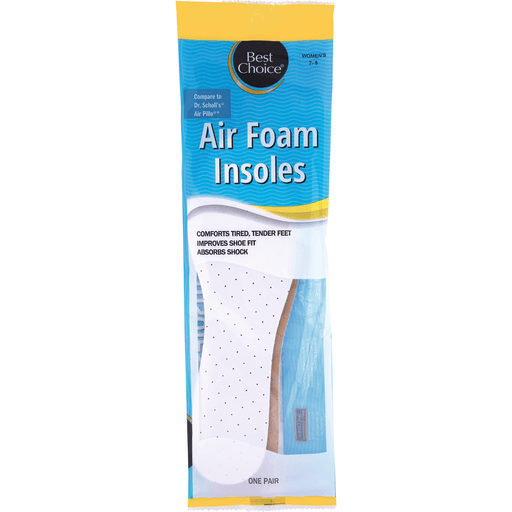 slide 1 of 1, Best Choice Air Foam Insoles Women's 7-8, 1 pair