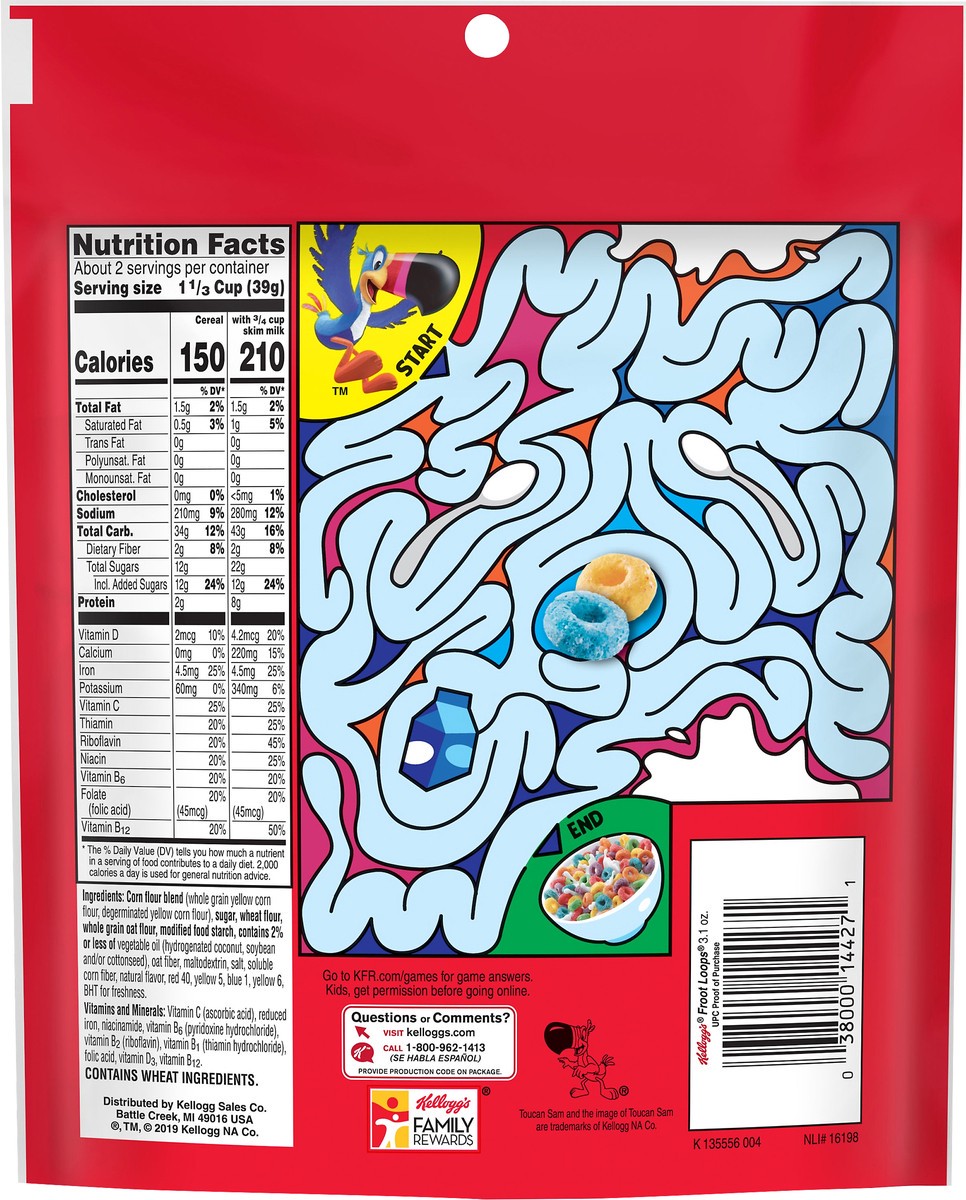 slide 3 of 6, Froot Loops Multi-Grain Sweetened Cereal 3.1 oz, 3.1 oz