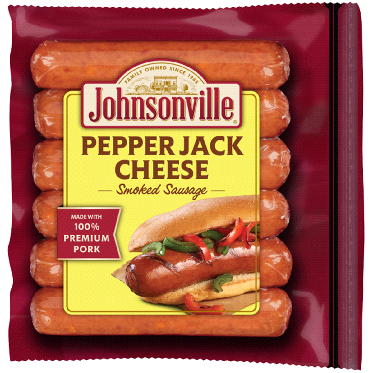 slide 1 of 2, Johnsonville Fully Cooked Pork Sausage, Pepper Jack Cheese, 14 oz