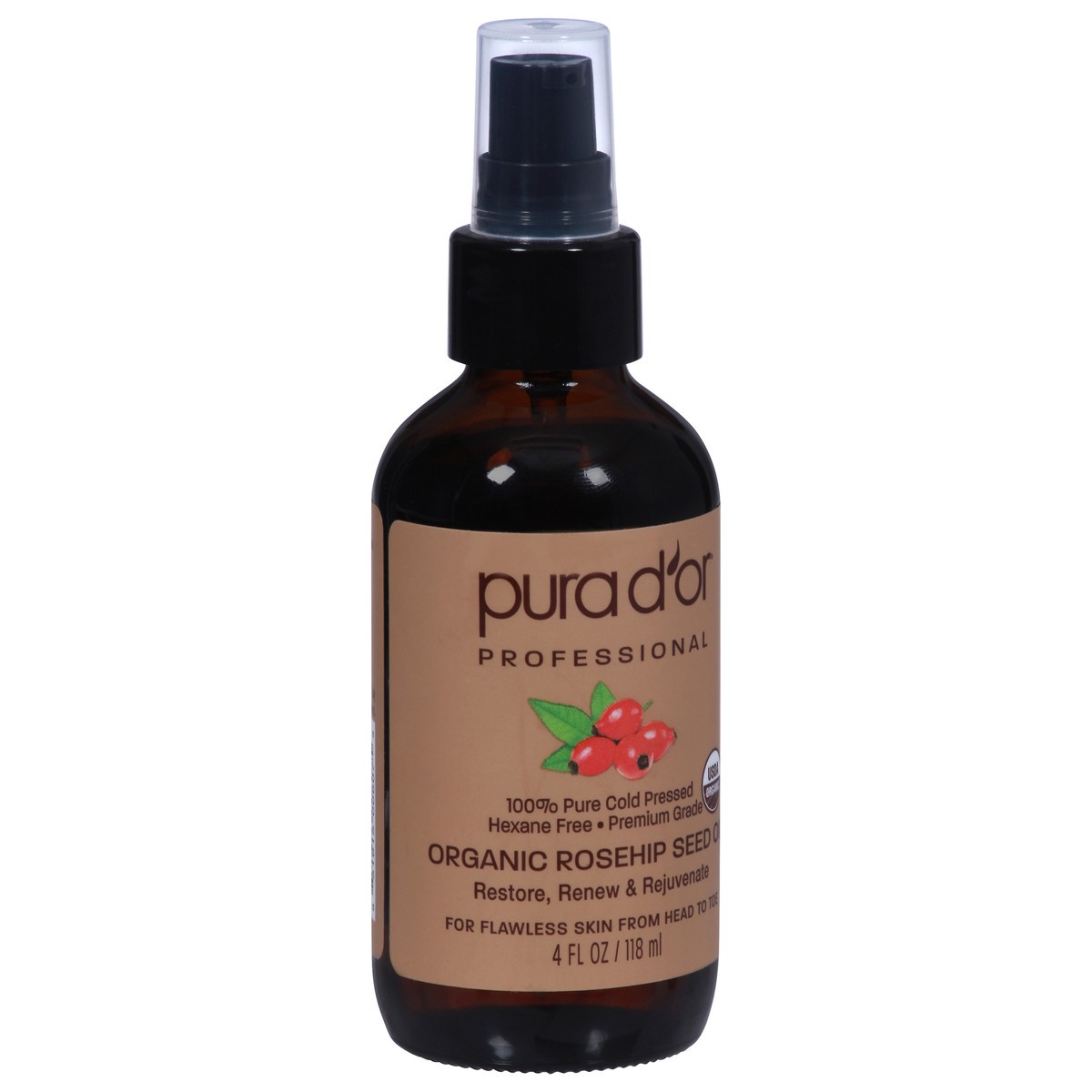 slide 3 of 9, Pura D'Or Organic Rosehip Seed Oil, 4 fl oz
