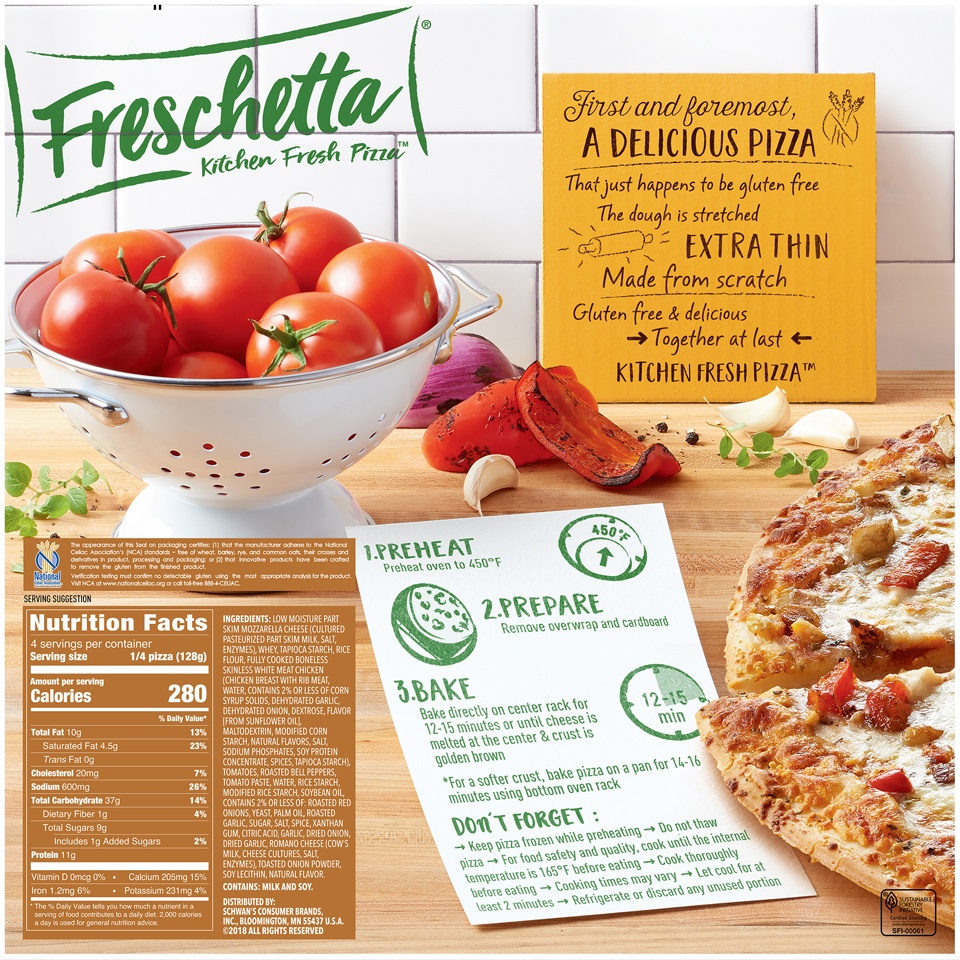 slide 7 of 10, Freschetta Kitchen Fresh Pizza Gluten Free Tuscan Style Chicken Pizza, 18 oz