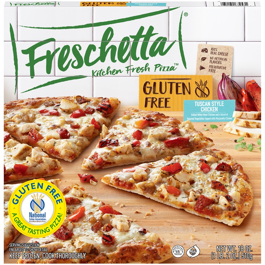slide 1 of 10, Freschetta Kitchen Fresh Pizza Gluten Free Tuscan Style Chicken Pizza, 18 oz