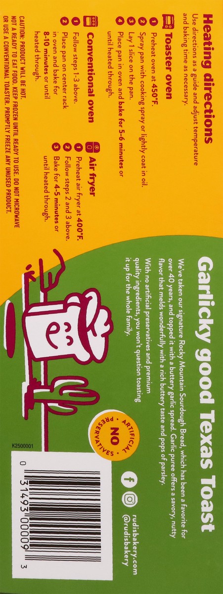 slide 4 of 17, Rudi's Organic Bakery Garlic Texas Toast, 11.8 oz