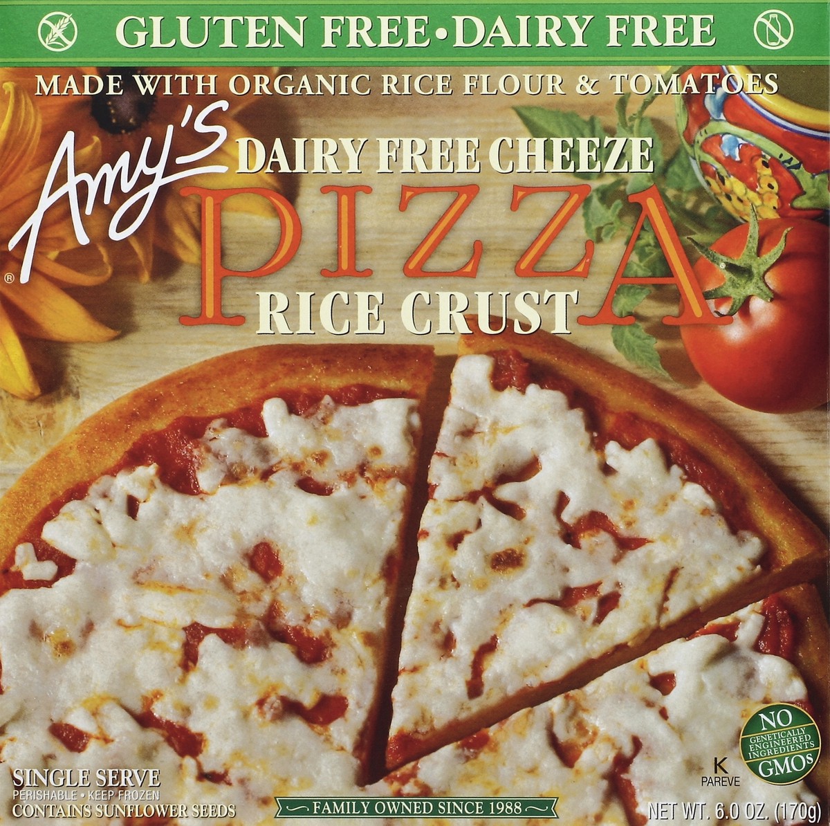 slide 4 of 4, Amy's Dairy Free Gluten Free Rice Crust Pizza With Organic Tomatoes, 6 oz