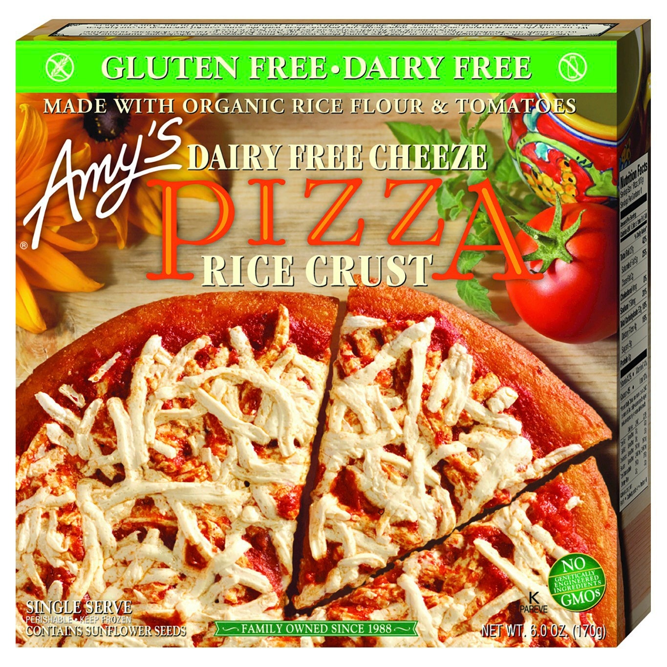 slide 1 of 4, Amy's Dairy Free Gluten Free Rice Crust Pizza With Organic Tomatoes, 6 oz