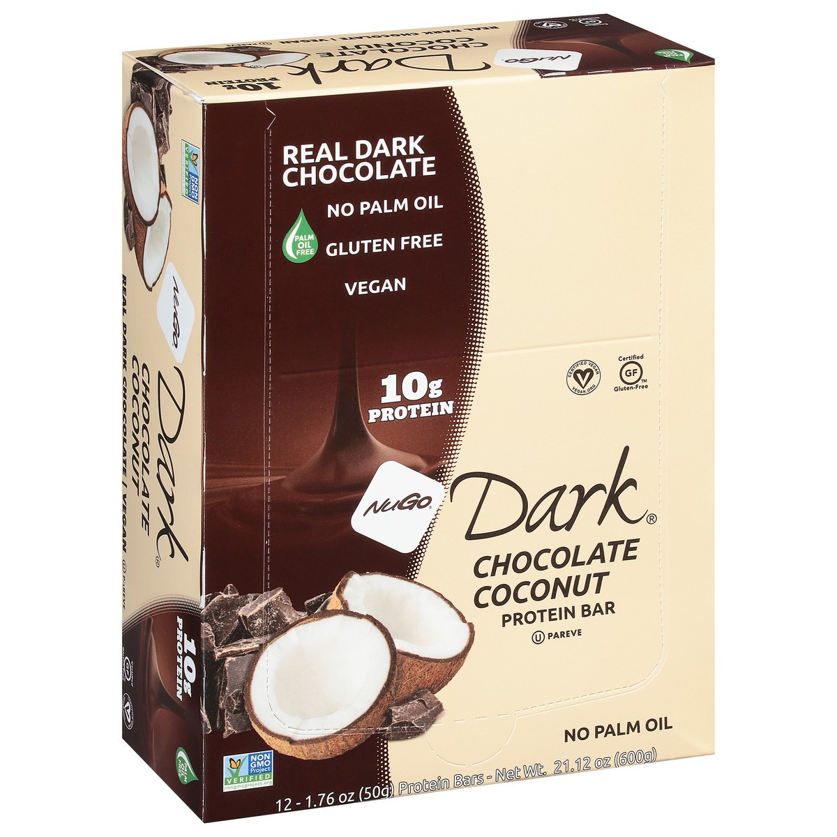 slide 9 of 11, NuGo Dark Chocolate Coconut Protein Bar 12 - 1.76 oz Bars, 12 ct