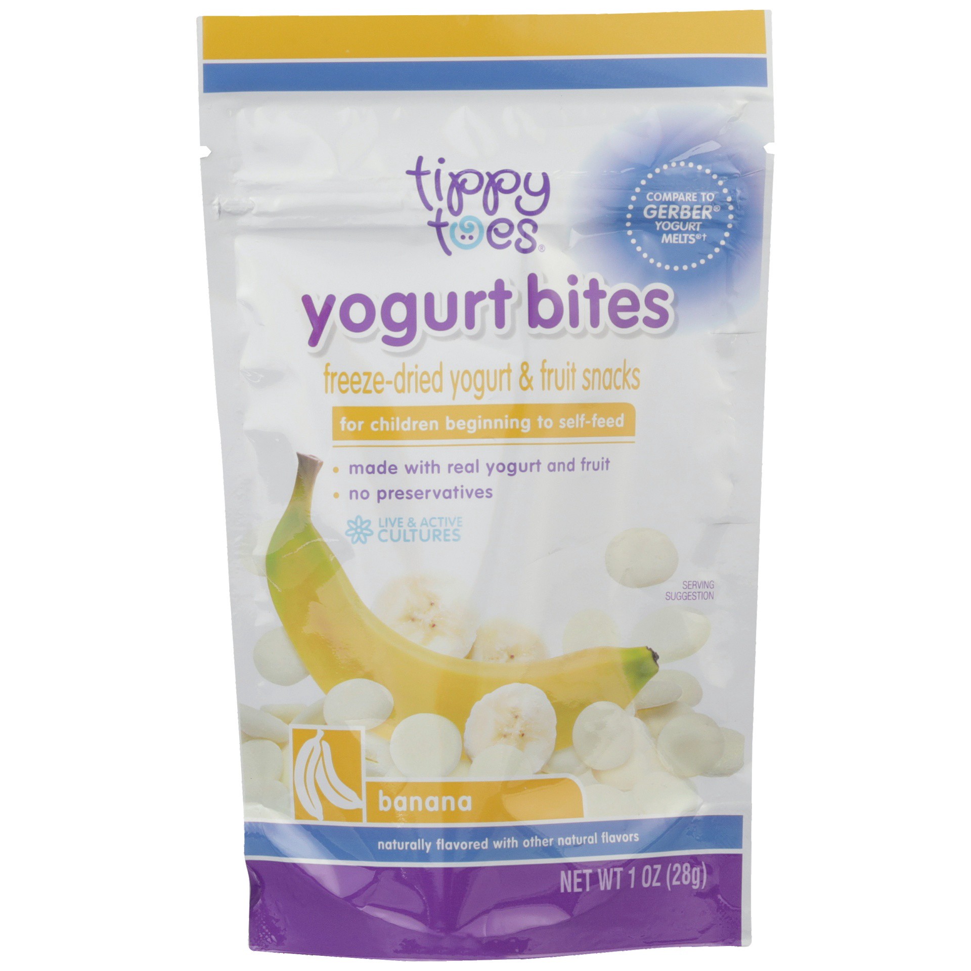 slide 1 of 6, Tippy Toes Banana Yogurt Bites, 1 oz