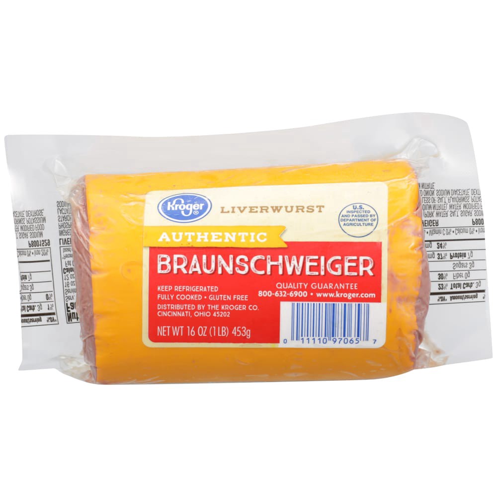 slide 1 of 2, Kroger Chunk Braunschweiger, 16 oz