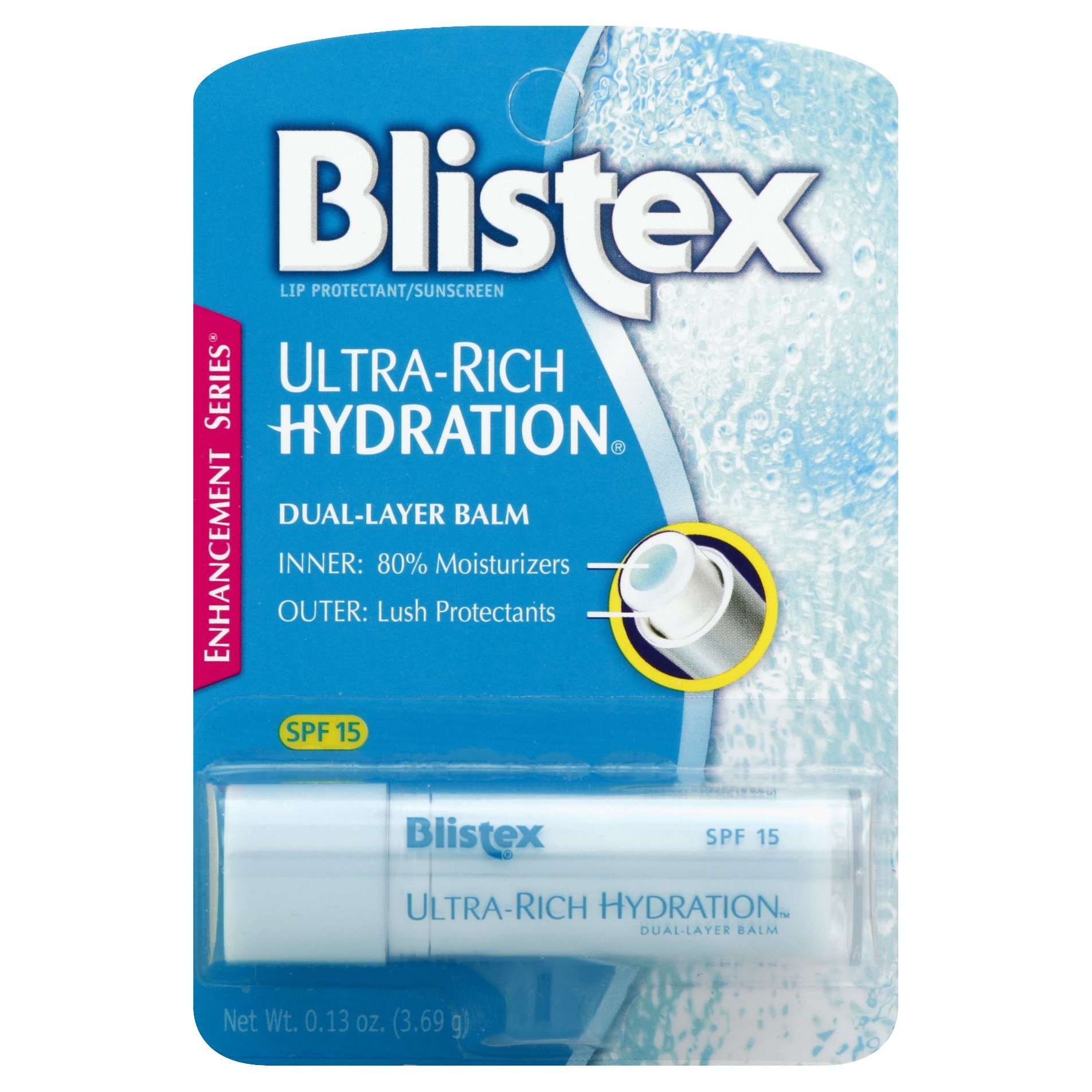 slide 1 of 6, Blistex Ultra-Rich Hydration Dual Layer Balm with SPF 15, 0.13 oz
