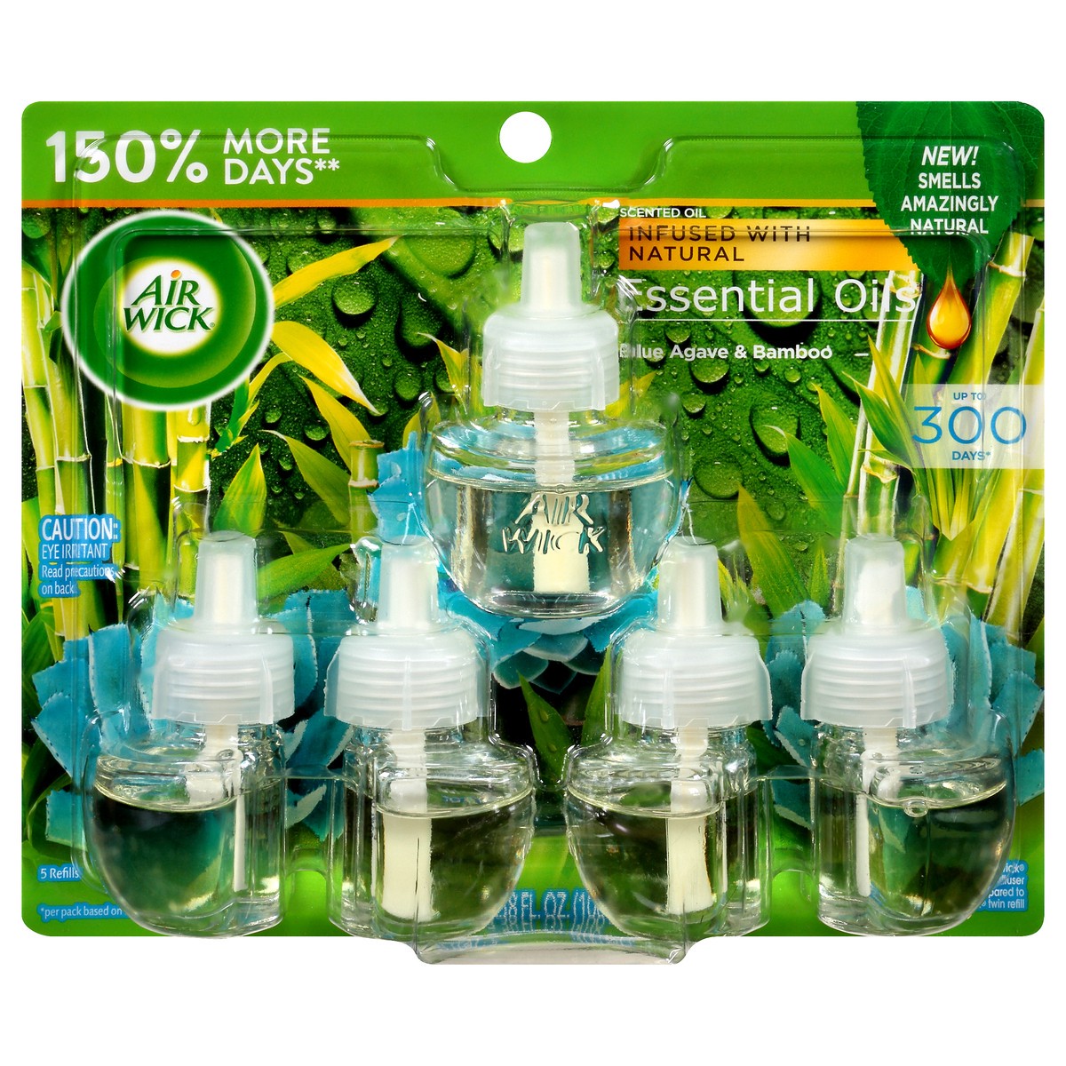 Air Wick Plug in Scented Oil Refill, 5 ct, Blue Agave and Bamboo, Air