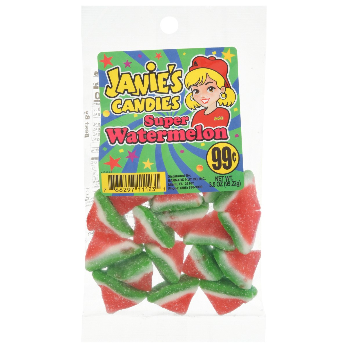 slide 1 of 9, Janie's Candies Super Watermelon Candy 3.5 oz, 1 ct