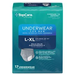 TopCare Everyday Maximum Absorbency L/XL Protective Underwear for Men - 17 Each