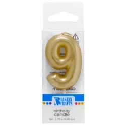 Bakery Crafts Gold Numeral Nine Birthday Candle