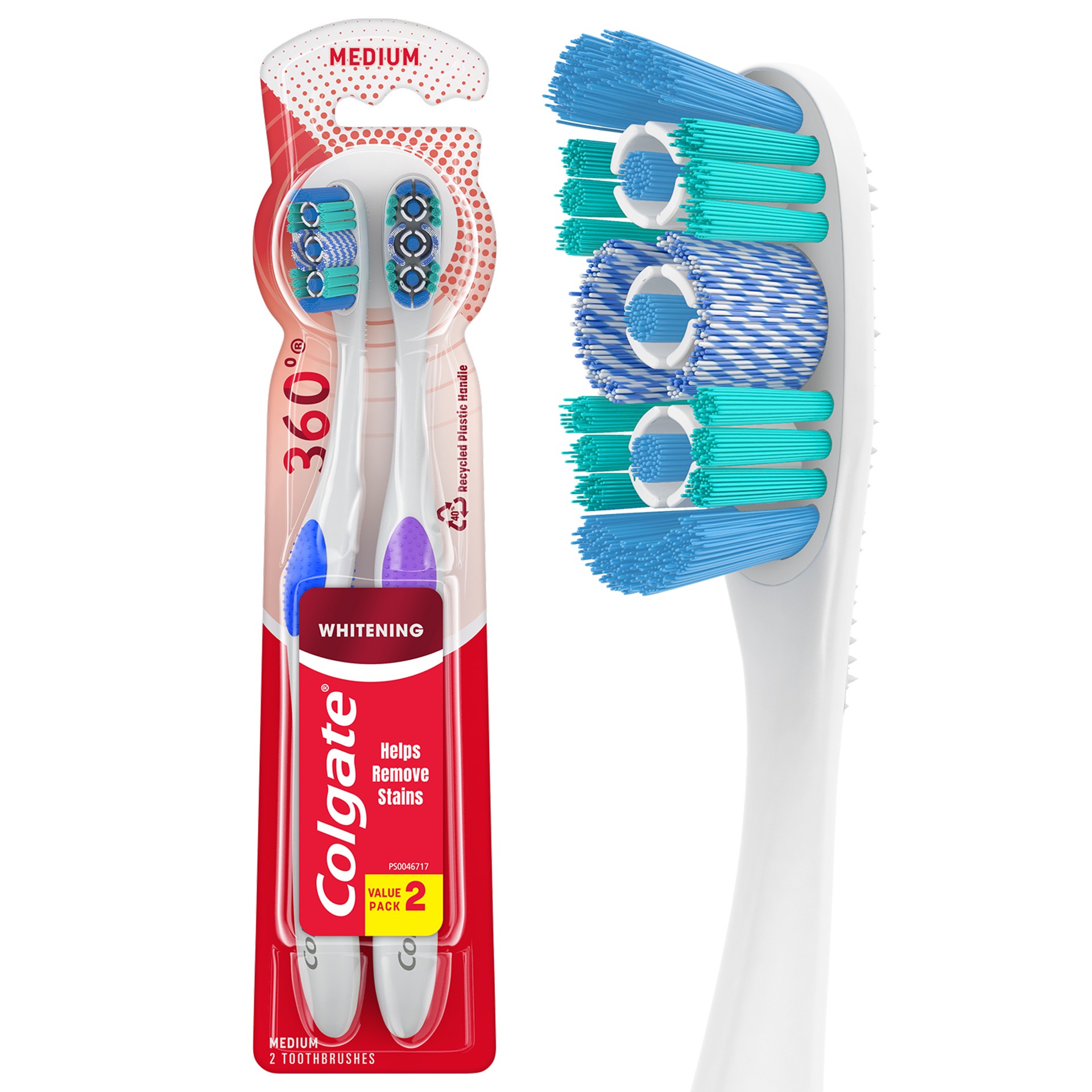 slide 1 of 7, Colgate 360 Optic White Medium Whitening Toothbrush, for adults 2 pk, 2 ct