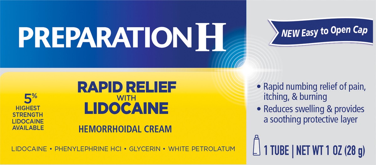 slide 2 of 9, Preparation H Rapid Relief Hemorrhoid Symptom Treatment Cream with Lidocaine - 1o, 1 oz