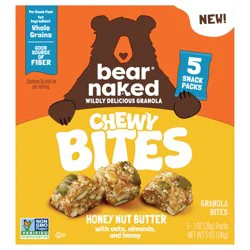 Bear Naked Chewy Granola Bites Honey Nut Butter, Whole Grain and Fiber, 5 Count
