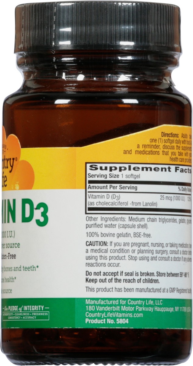 slide 11 of 12, Country Life Vitamin D3 1000 Iu Softgels, 100 ct