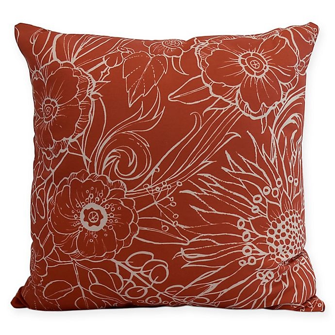 slide 1 of 1, E by Design Zentangle Floral Square Throw Pillow - Orange/White, 1 ct