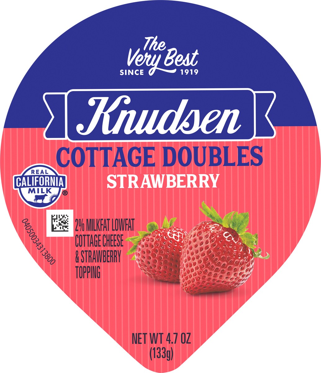 slide 9 of 9, Knudsen Cottage Doubles Lowfat Cottage Cheese & Strawberry Topping with 2% Milkfat, 4.7 oz Cup, 