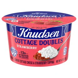 Knudsen Cottage Doubles Lowfat Cottage Cheese & Strawberry Topping with 2% Milkfat, 4.7 oz Cup